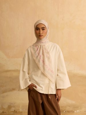 Reyna Cream Square Voile Scarf