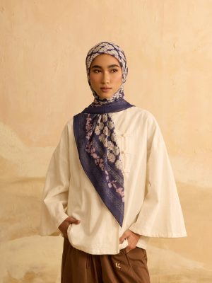 Reyna Navy Square Voile Scarf