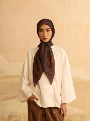 Frida Dark Plum Square Voile Scarf