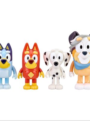 bluey & family figure 4 packs bluey, chloe, calypso & rusty
