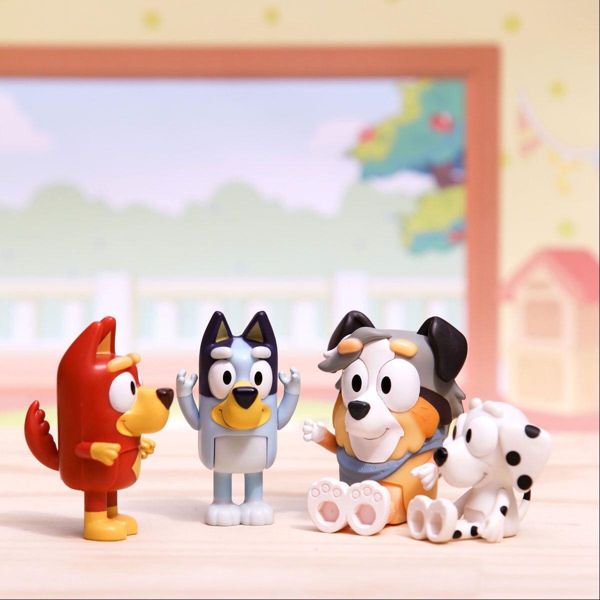 bluey & family figure 4 packs bluey, chloe, calypso & rusty