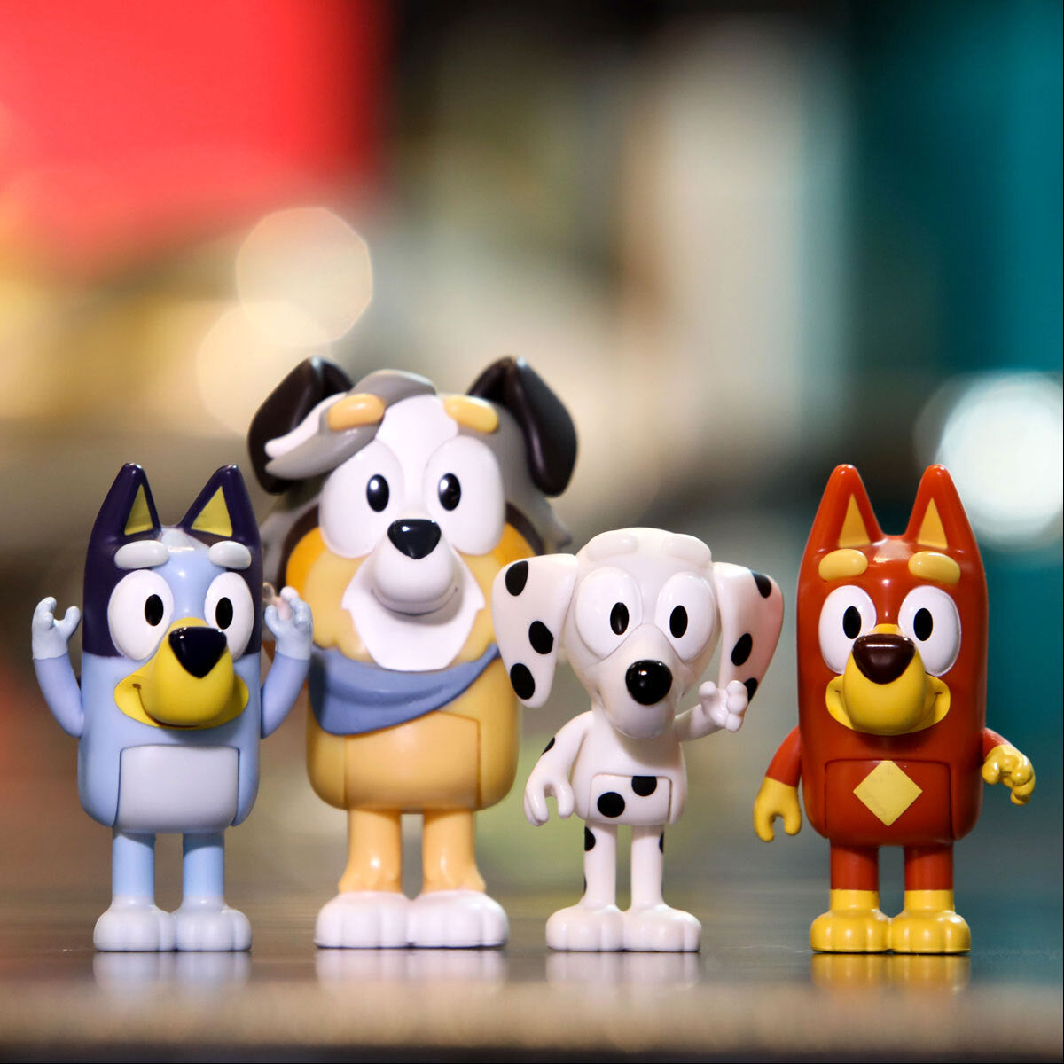 bluey & family figure 4 packs bluey, chloe, calypso & rusty