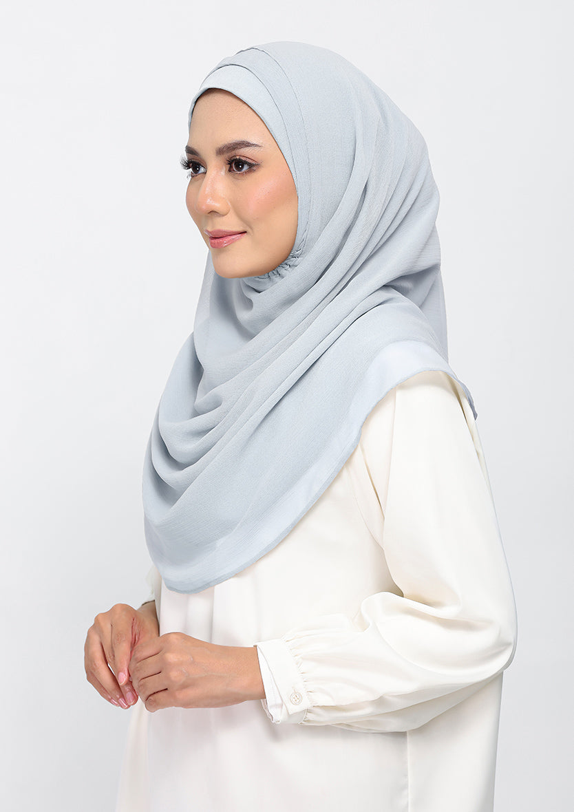 silver plain crinkled chiffon