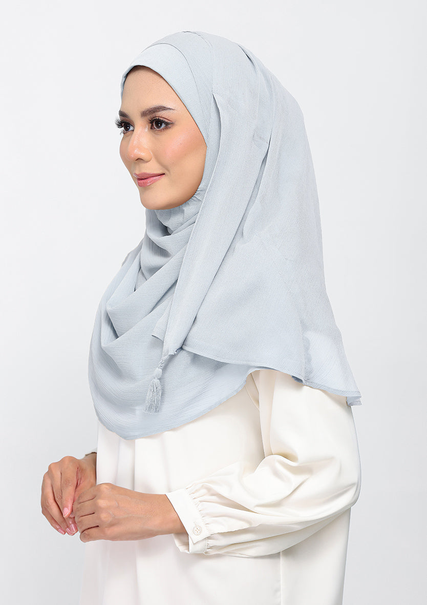 silver plain crinkled chiffon