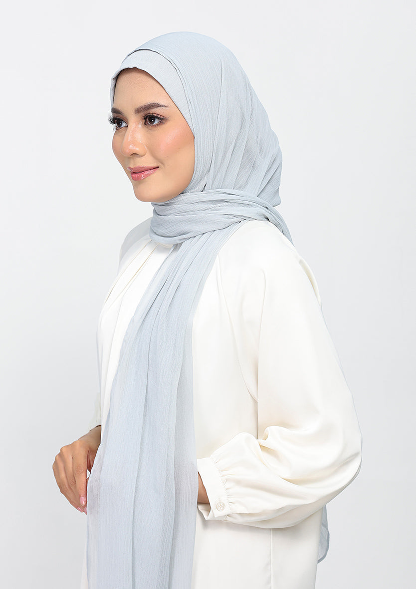 silver plain crinkled chiffon