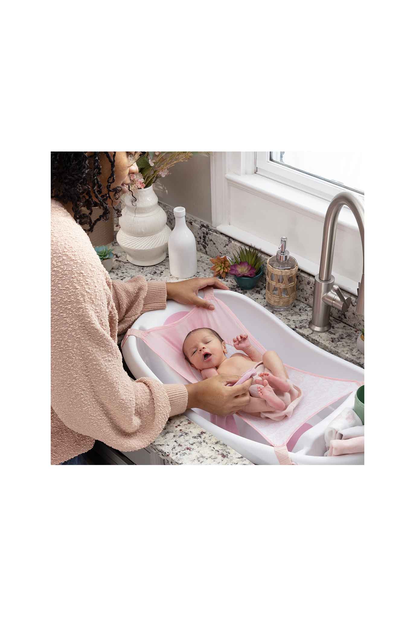 ingenuity comfy clean deluxe newborn to toddler bather pink
