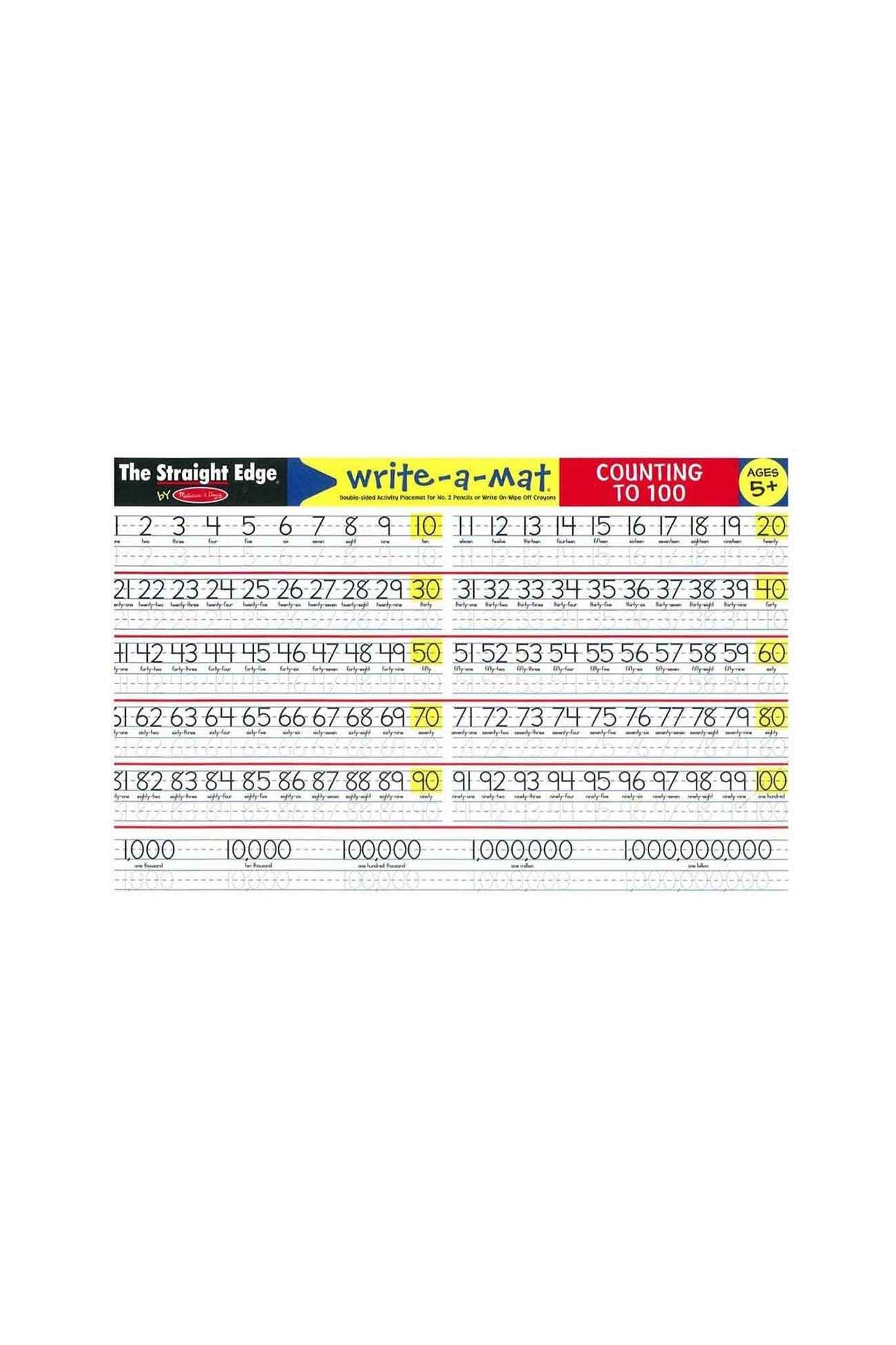 melissa & doug learning mat count to 100 write a mat