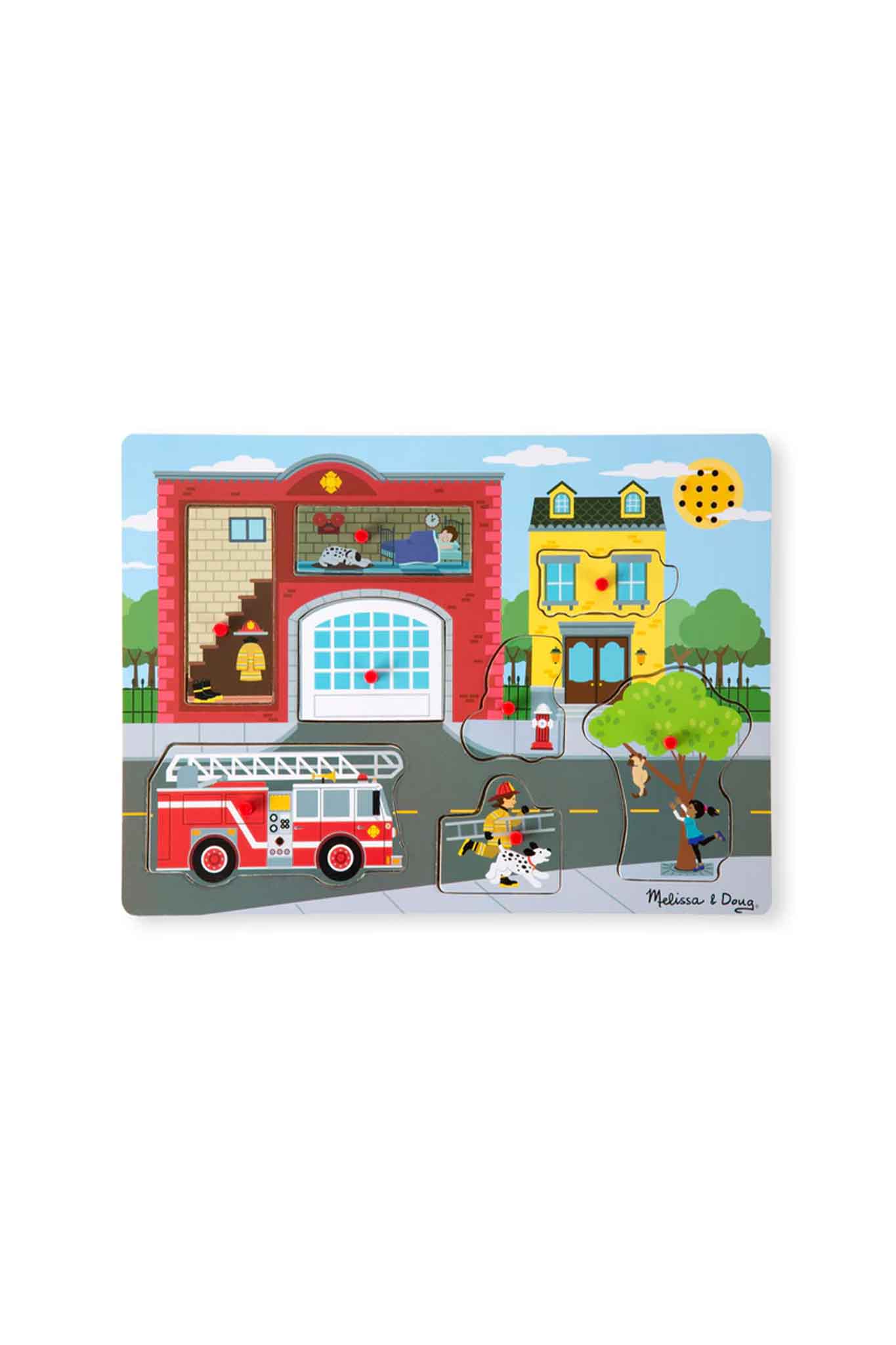 melissa & doug see & hear sound puzzle around the fire station