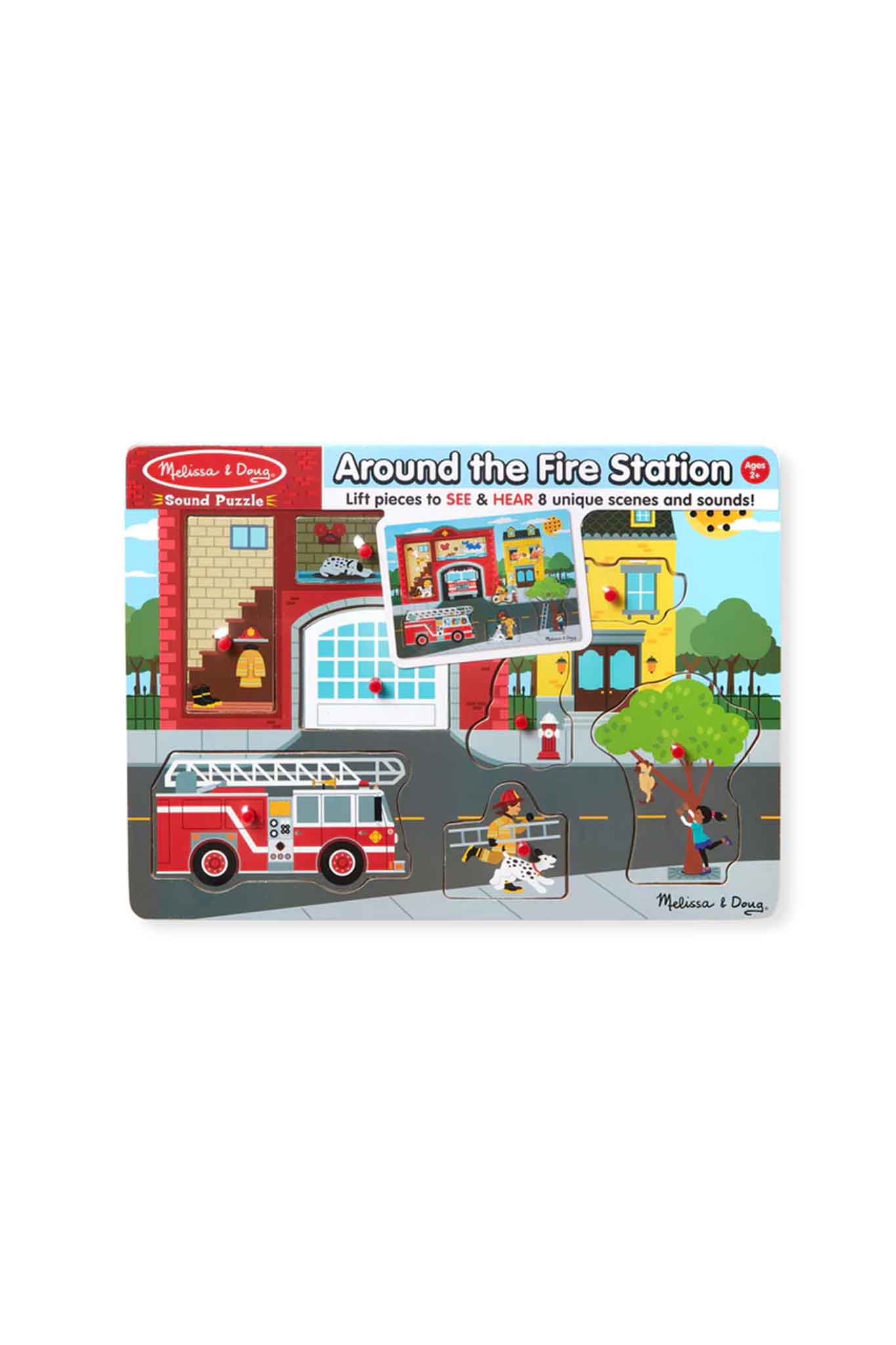 melissa & doug see & hear sound puzzle around the fire station