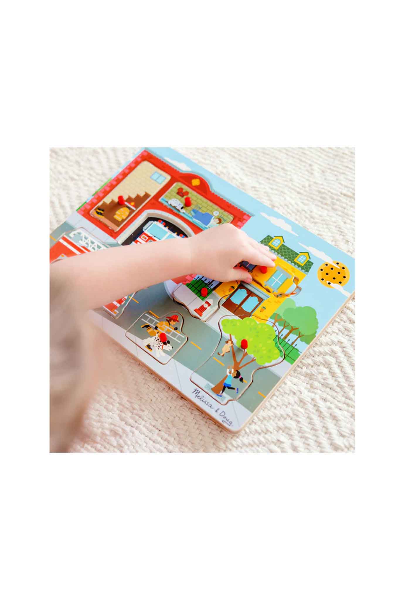 melissa & doug see & hear sound puzzle around the fire station