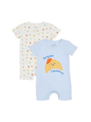 not too big breakfast bunch bamboo romper 2 packs