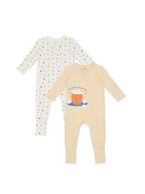 not too big breakfast bunch bamboo sleepsuit 2 packs