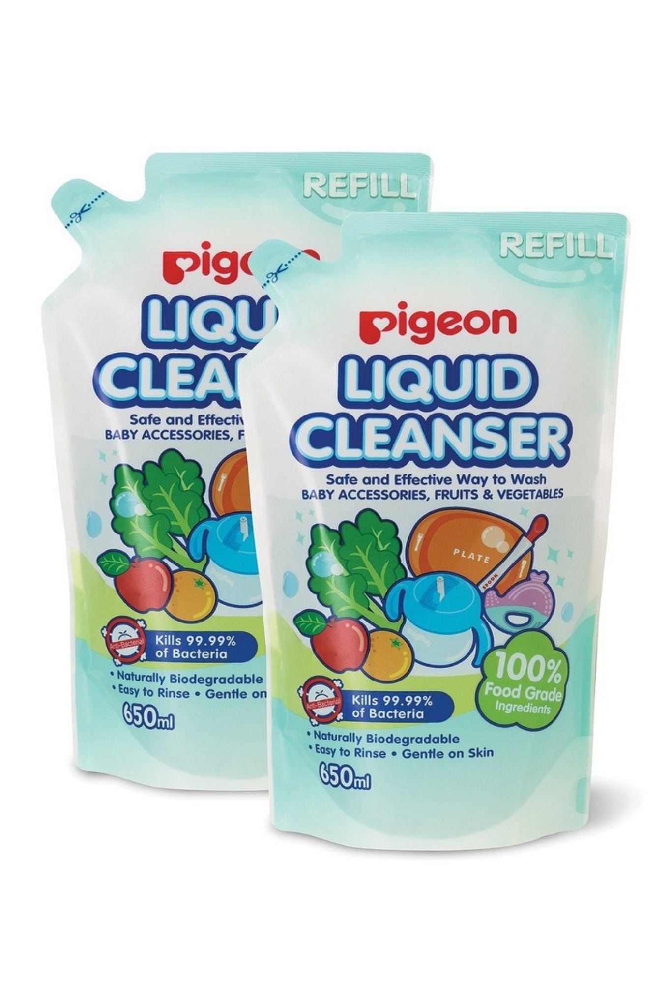 pigeon bottle & vegetable cleanser refill 650ml (2 pack)