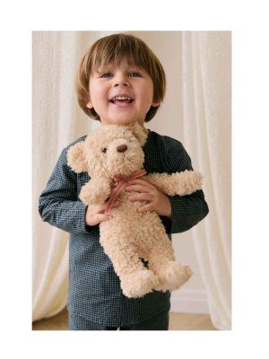 snuggle bunnies arthur the bear red stripe ribbon bow