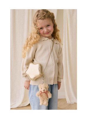 snuggle bunnies arthur the bear keyring red stripe ribbon bow 