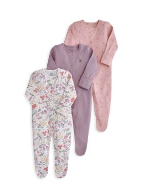 mamas & papas floral sleepsuits 3 pack