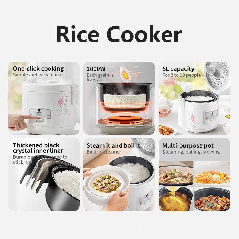 6L Non-Stick Rice Cooker 10 People Capacity Classic Style with Steamer Multifunction 電飯鍋 多功能鍋 - Image 6