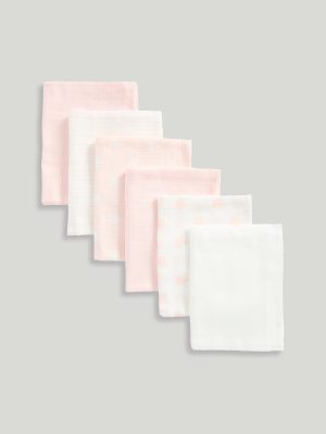 mothercare pink muslins 6 pack