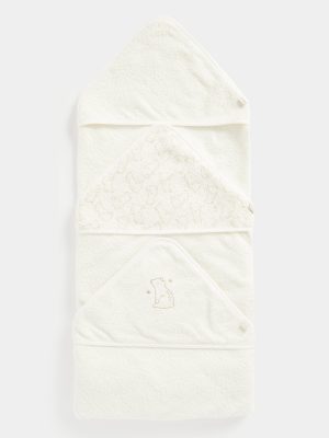 mothercare cuddle n dry baby hooded towel white 3pk