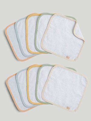 mothercare face cloth 10pk white with colour binding