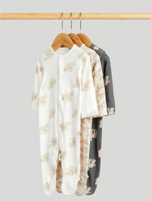 mothercare 3 pack animal sleepsuits