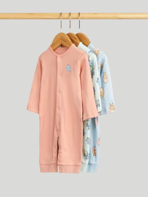 mothercare 3 pack cartoon footless sleepsuits