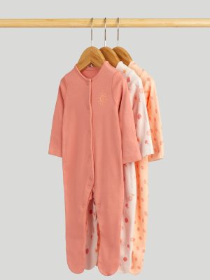 mothercare 3 pack strawberry sleepsuits
