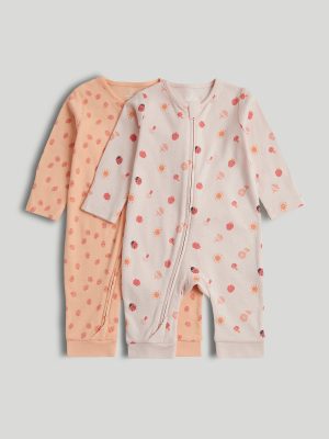 mothercare 2 pack footless zip up sleepsuits