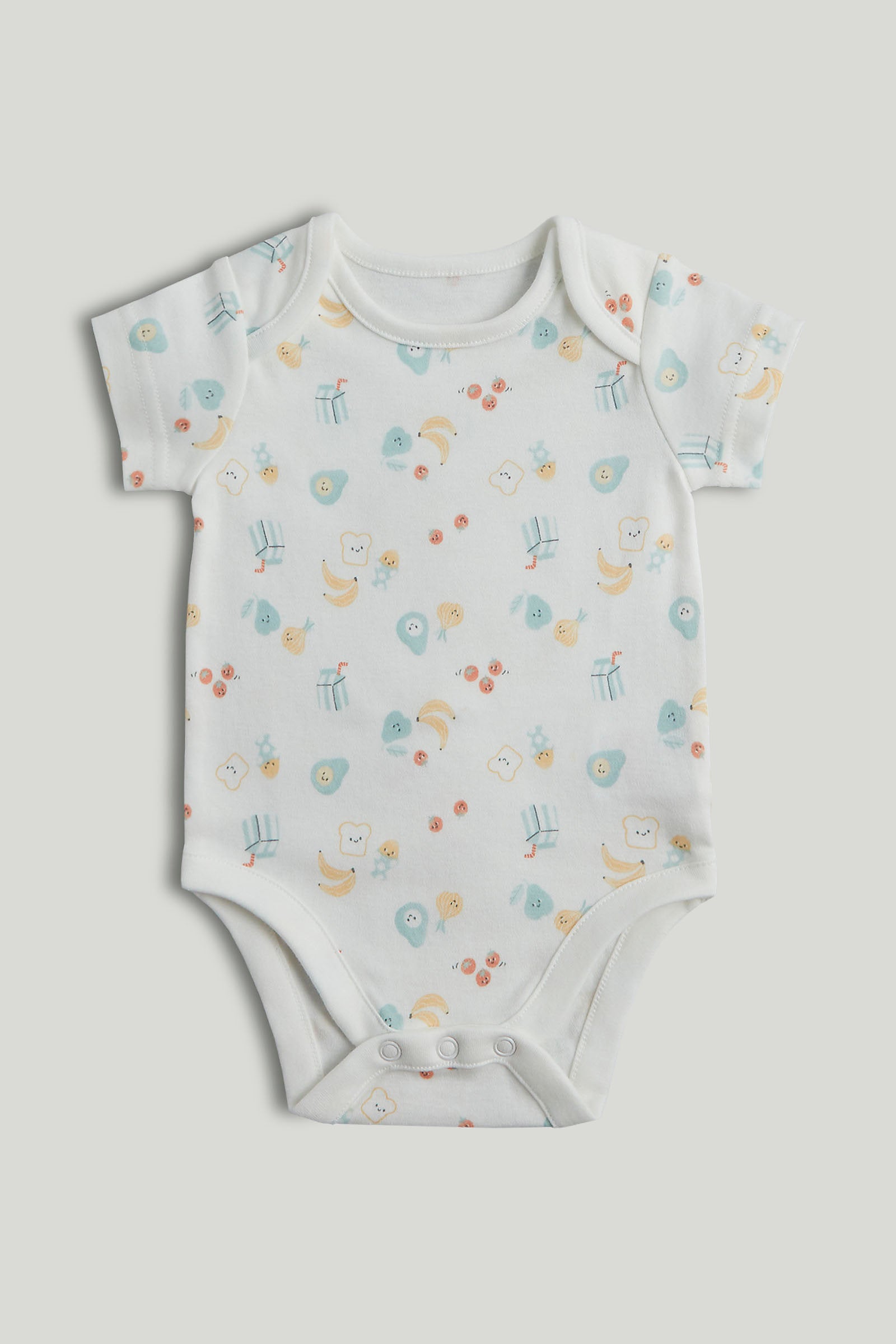 mothercare 5 pack breakfast friends short sleeved bodysuits