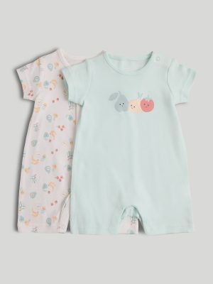 mothercare 2 pack breakfast friends rompers