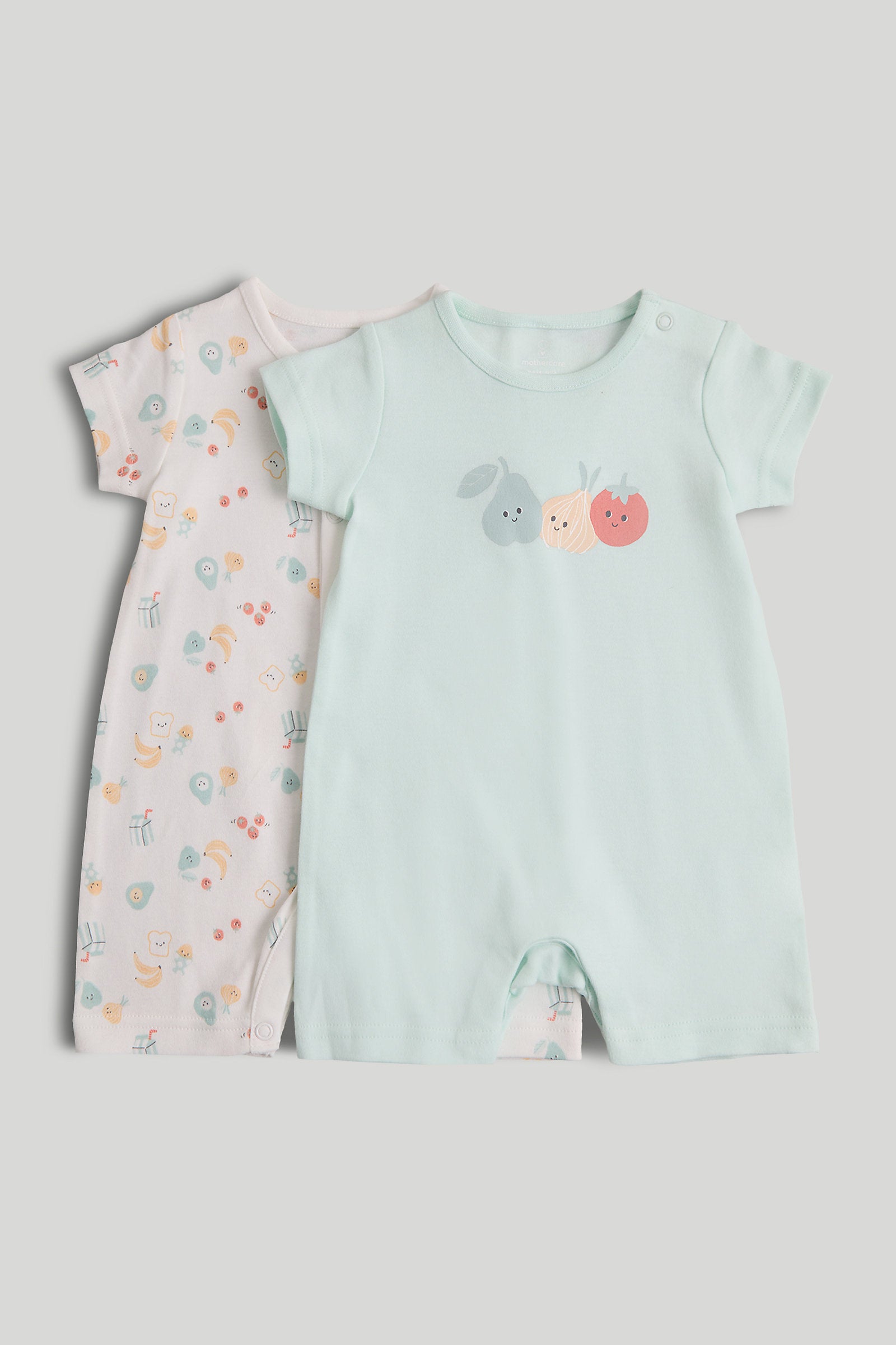 mothercare 2 pack breakfast friends rompers