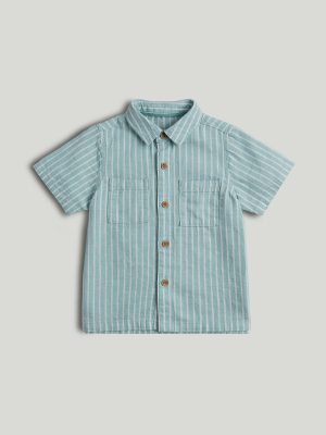 mothercare green striped linen blend shirt