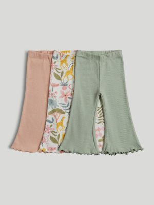 mothercare ribbed flared leggings 3 pack