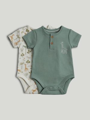 mothercare 2 pack safari bodysuits