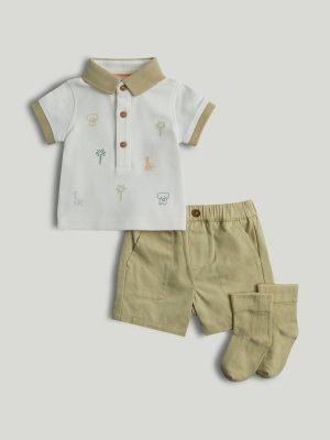 mothercare polo shirt, shorts and socks outfit