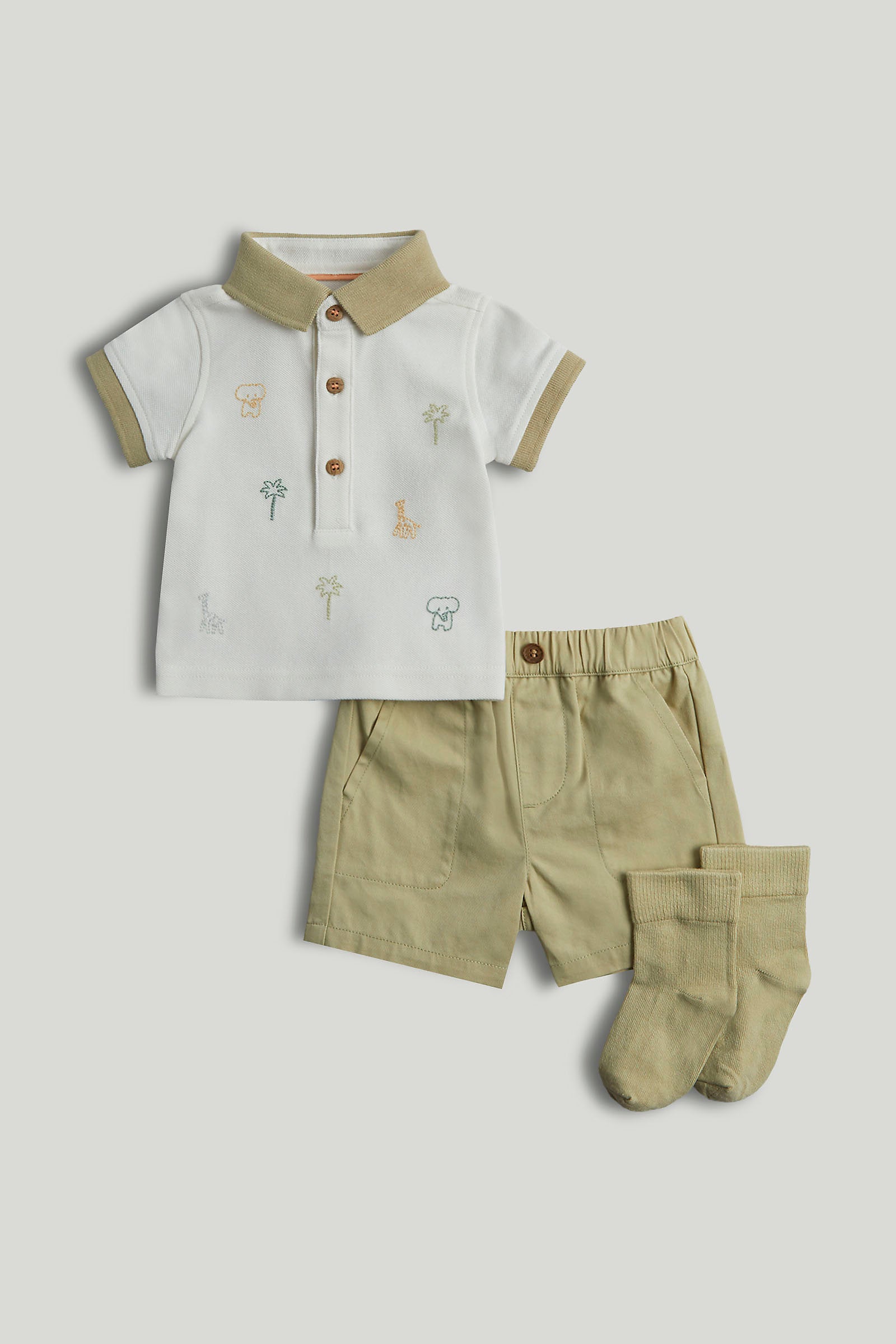 mothercare polo shirt, shorts and socks outfit