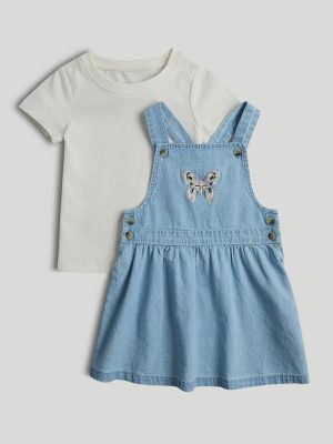 mothercare denim pinny dress and t shirt outfit