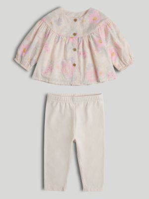 mothercare pink blouse and leggings outfit