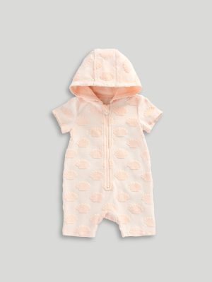mothercare pink hooded towelling romper