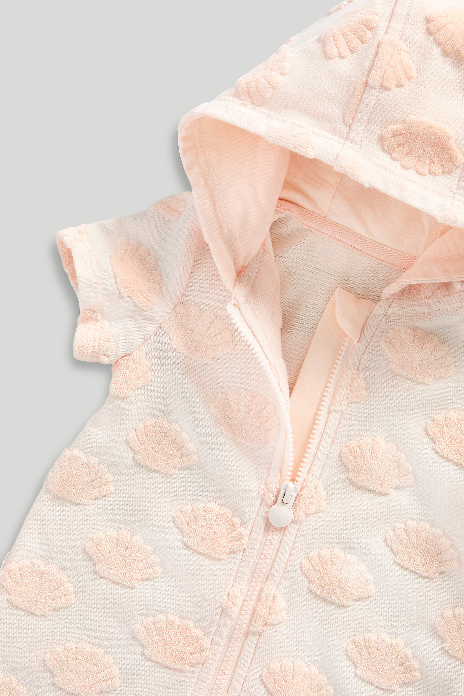 mothercare pink hooded towelling romper