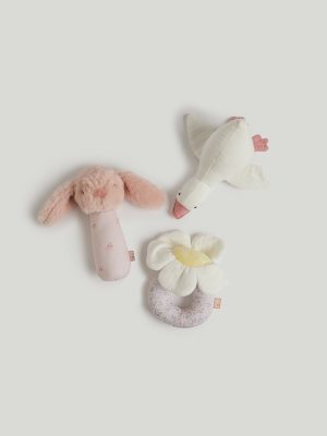 mothercare pink clay story plush rattle 3pk