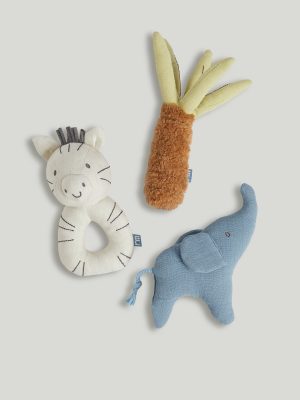 mothercare forest hues plush rattle 3pk