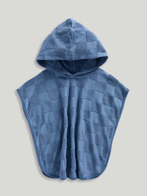 mothercare blue checked towelling poncho